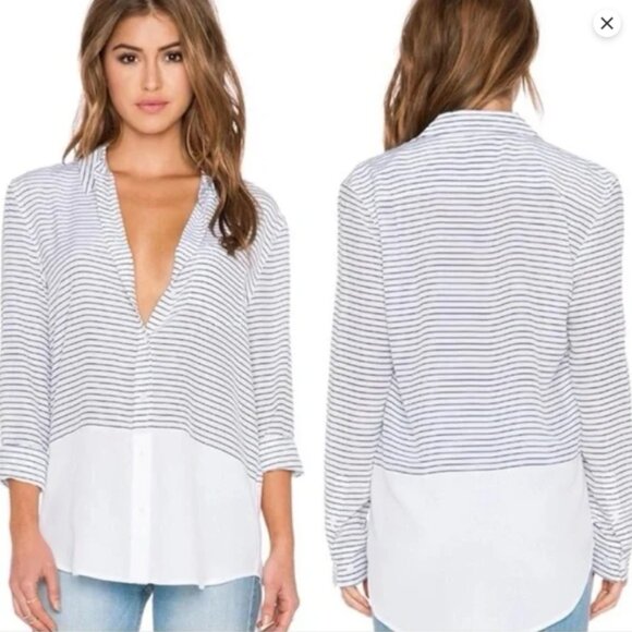 Equipment Femme | Reese Neat Stripe Silk Button Down - XS - Picture 2 of 8